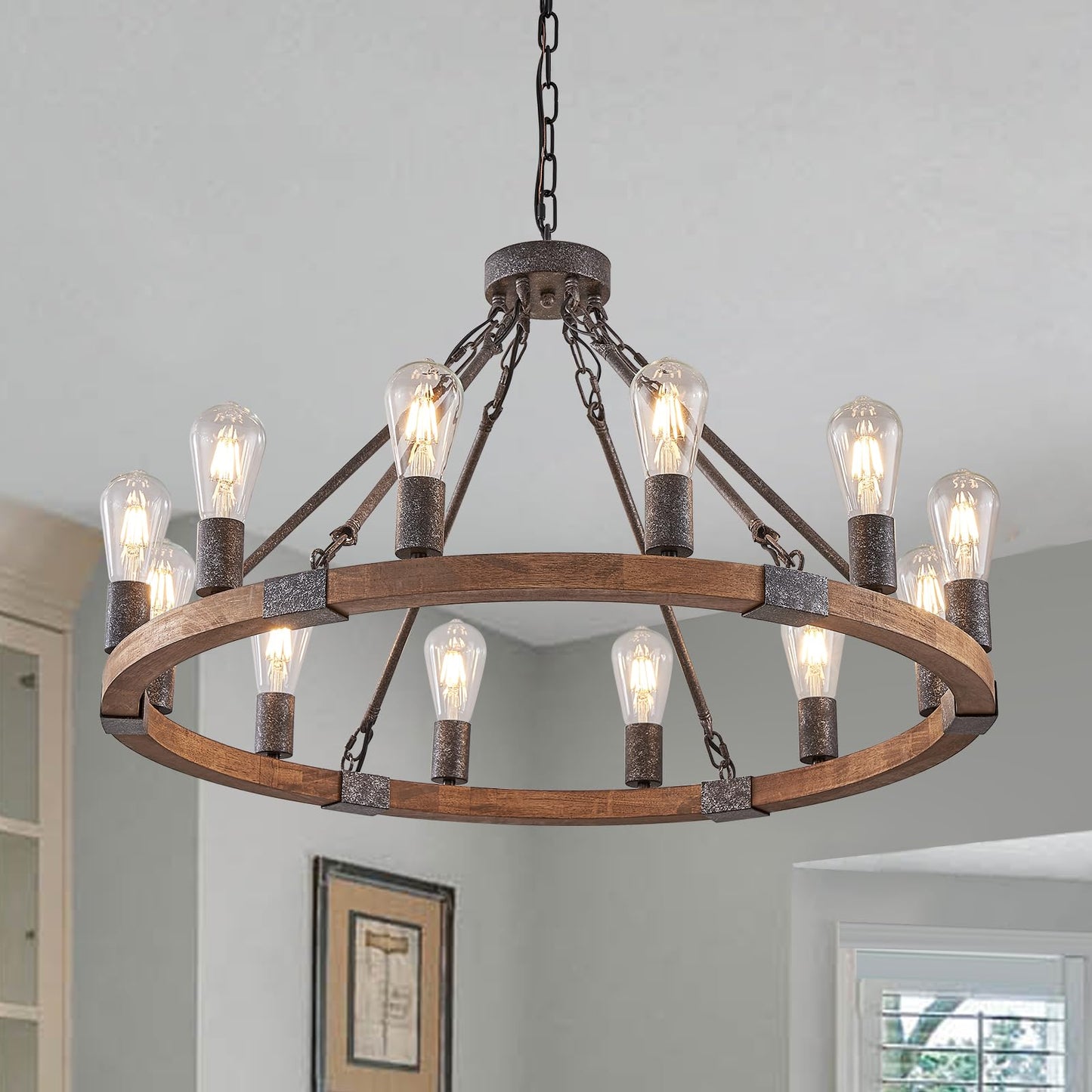 Sierra Rustic Wheel Chandelier