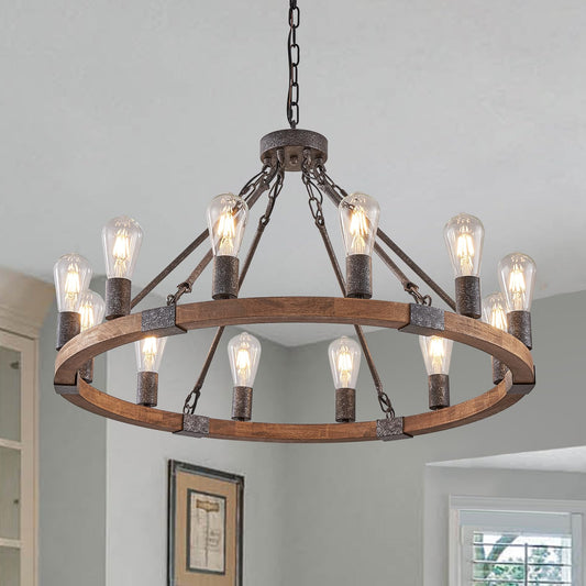 Sierra Rustic Wheel Chandelier